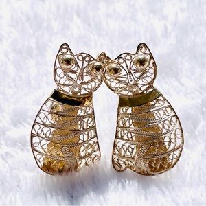 Sterling Filagree Cat Earrings